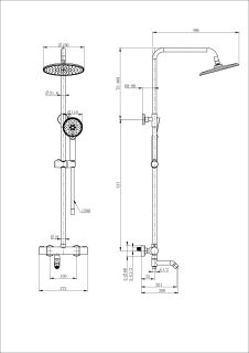 Душевая стойка Wonzon & Woghand INN 4 WW-B3047-A1-MB с термостатом чёрный матовый